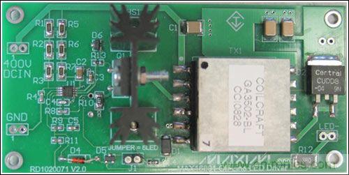 LED驅(qū)動器參考設(shè)計，1.9英寸 x 3.9英寸，雙層板