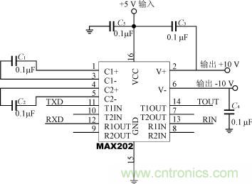 MAX202E典型電路連接原理圖