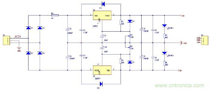 雙電源電路設(shè)計的原理圖