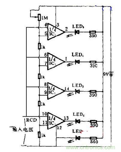 可測(cè)量發(fā)光二極管電壓的電路設(shè)計(jì)圖