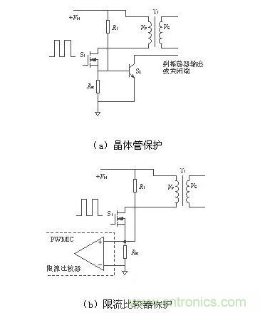 在單端正激式或反激式變換器電路中的限流電路