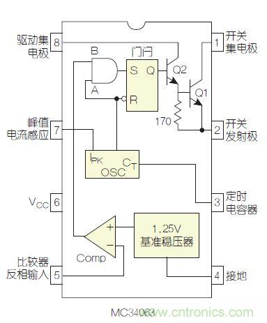 圖2：MC34063是該電路核心。