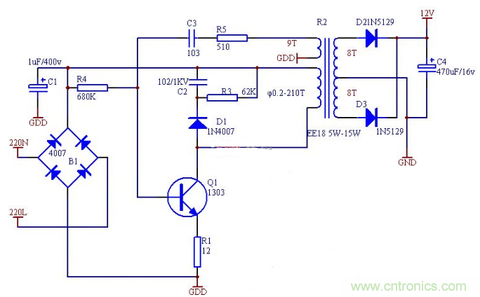 六款簡單的開關(guān)電源電路設計，內(nèi)附原理圖詳解