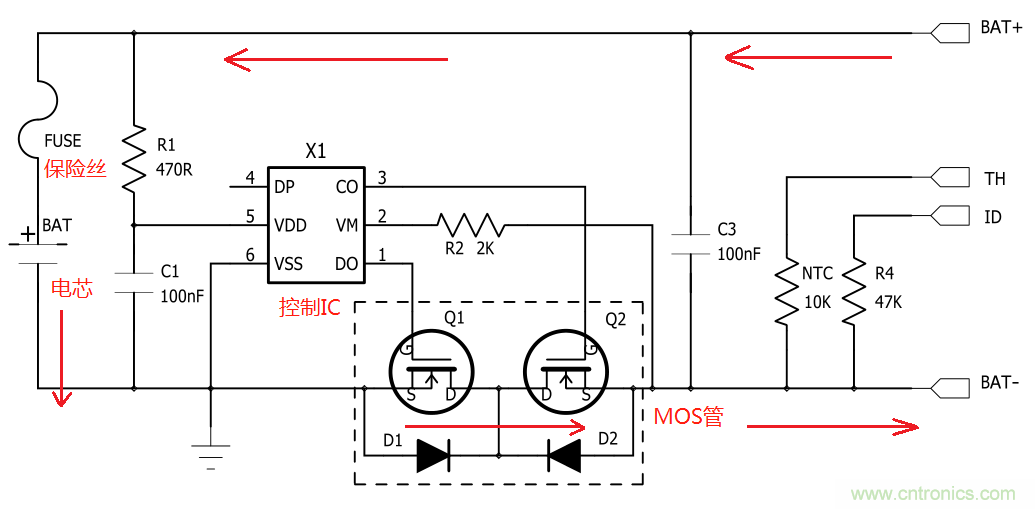 鋰電池保護(hù)電路的工作原理