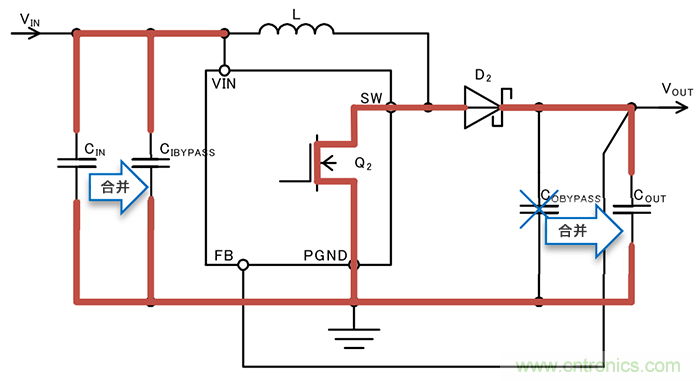 升壓型DC/DC轉換器的電流路徑